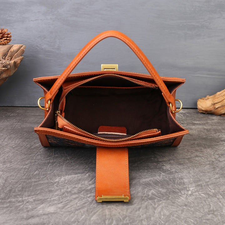 Borsa tote a spalla ricamata floreale vintage