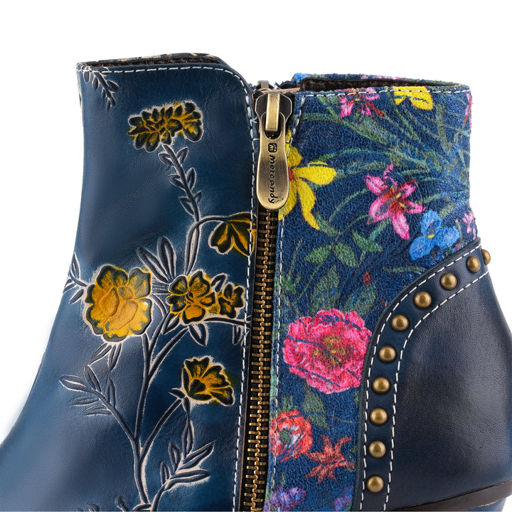 Vintage Handmade Floral Patchwork Ankle Boots
