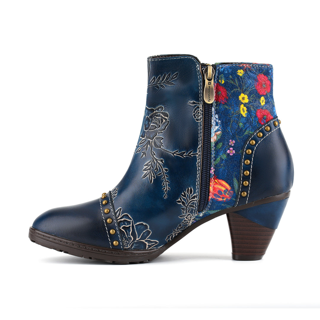 Vintage Handmade Floral Patchwork Ankle Boots
