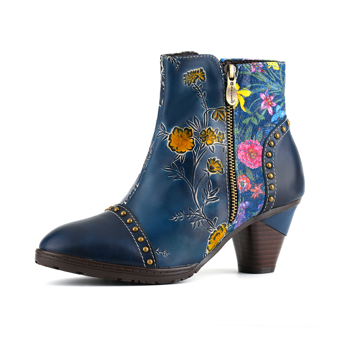 Vintage Handmade Floral Patchwork Ankle Boots