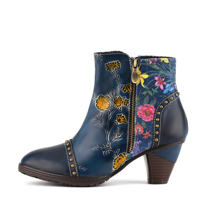 Vintage Handmade Floral Patchwork Ankle Boots