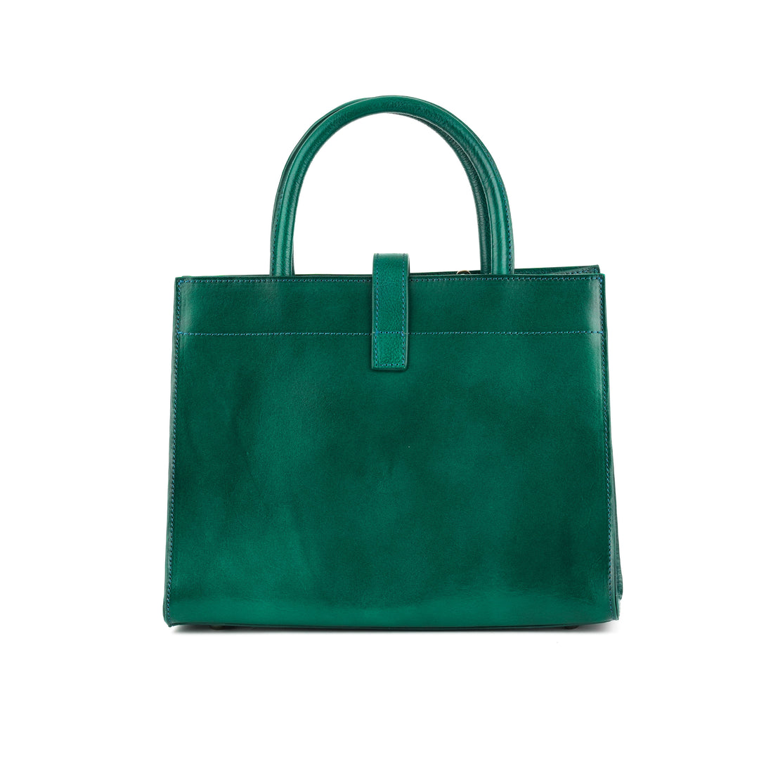 Borsa tote in pelle realizzata a mano ispirata al pavone