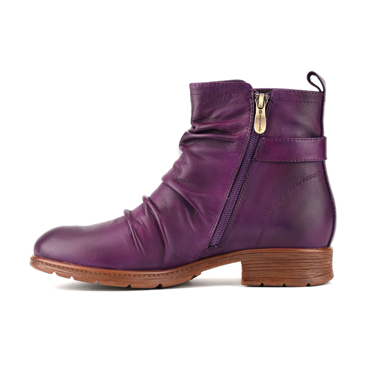Bottines décontractées en cuir froncé violet 260715-4-1