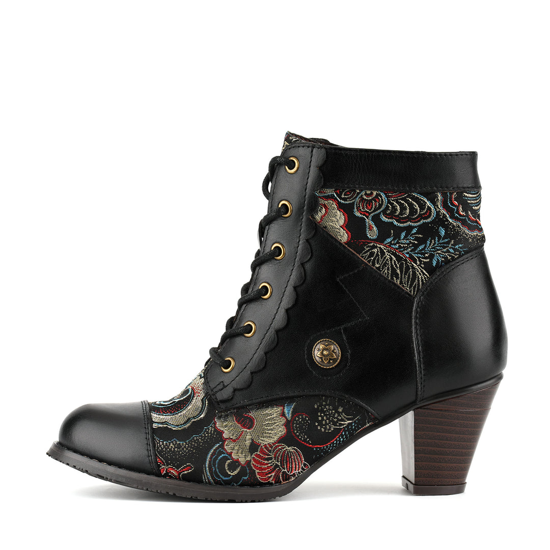 Vintage Brokat-Stiefeletten mit Blumenmuster 260716-1-2