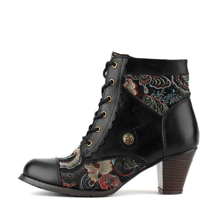 Vintage Brokat-Stiefeletten mit Blumenmuster 260716-1-2