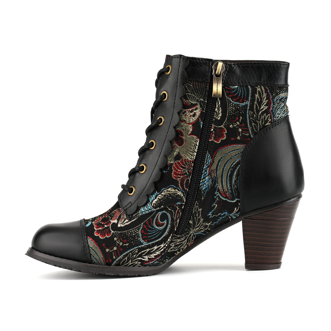 Vintage Brokat-Stiefeletten mit Blumenmuster 260716-1-2