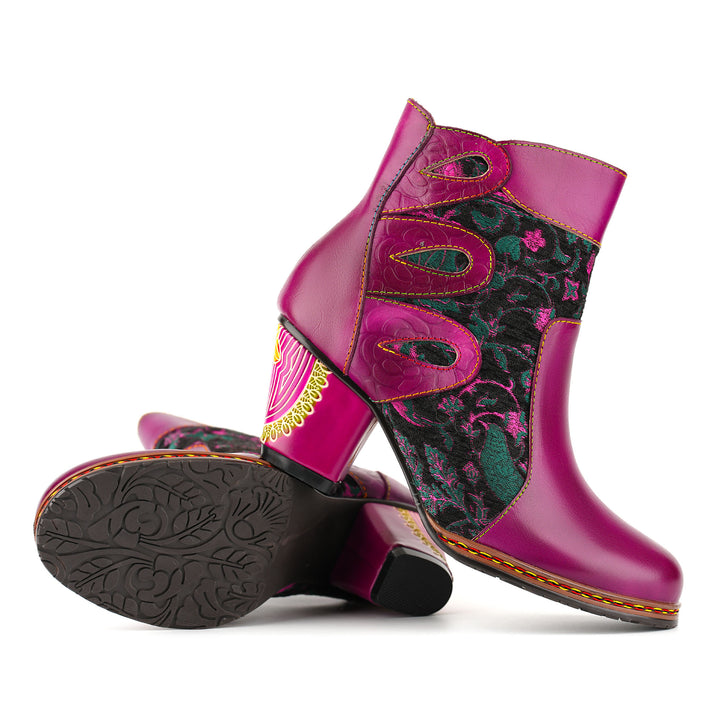 Stiefeletten aus kunstvollem Leder mit Blumenmuster