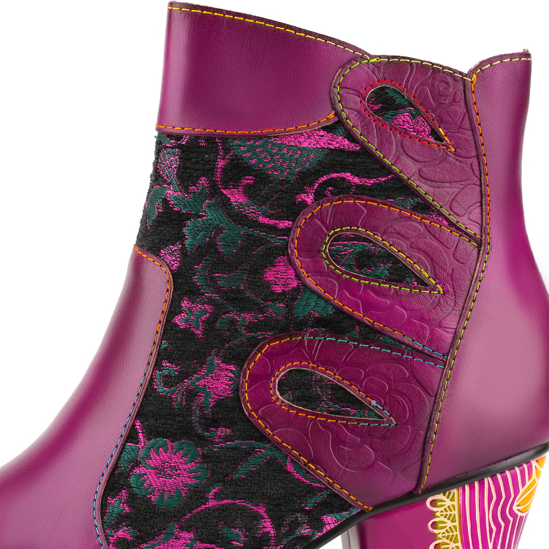 Stiefeletten aus kunstvollem Leder mit Blumenmuster