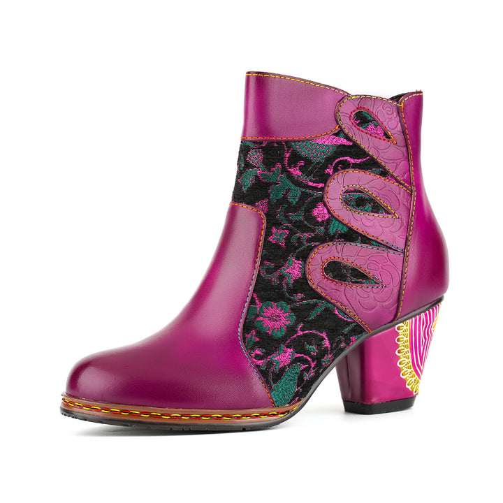 Stiefeletten aus kunstvollem Leder mit Blumenmuster