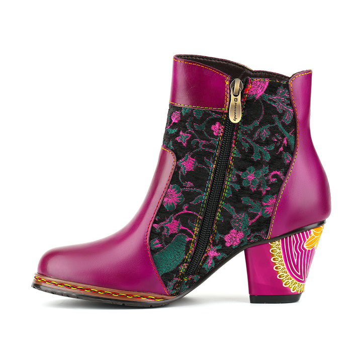 Stiefeletten aus kunstvollem Leder mit Blumenmuster