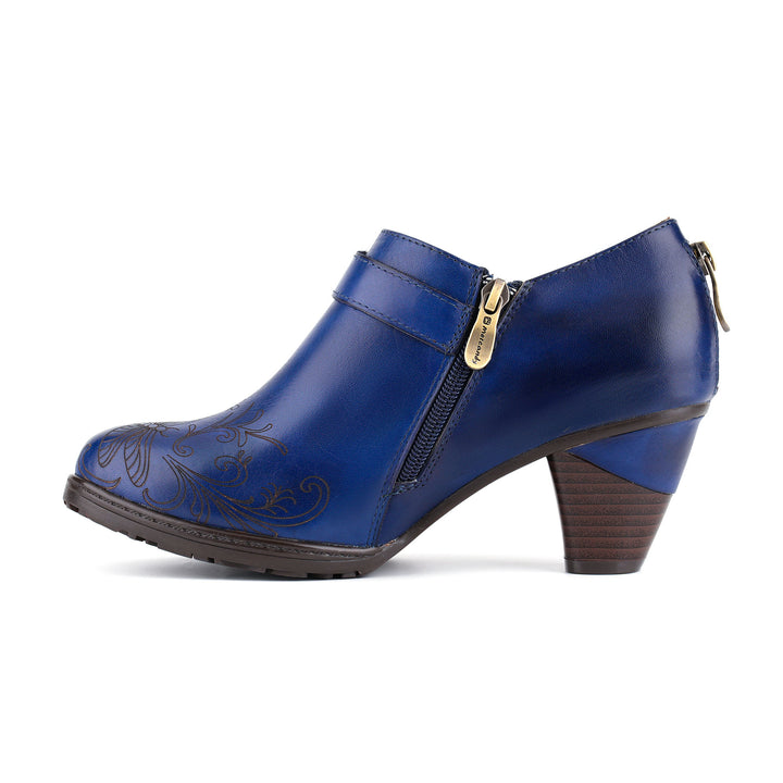 Vintage-Stiefeletten aus Leder mit Libellengravur