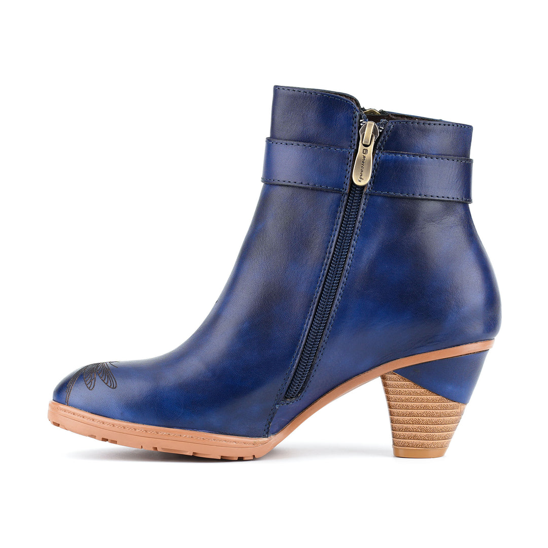 Vintage-Stiefeletten aus Leder mit Libellengravur