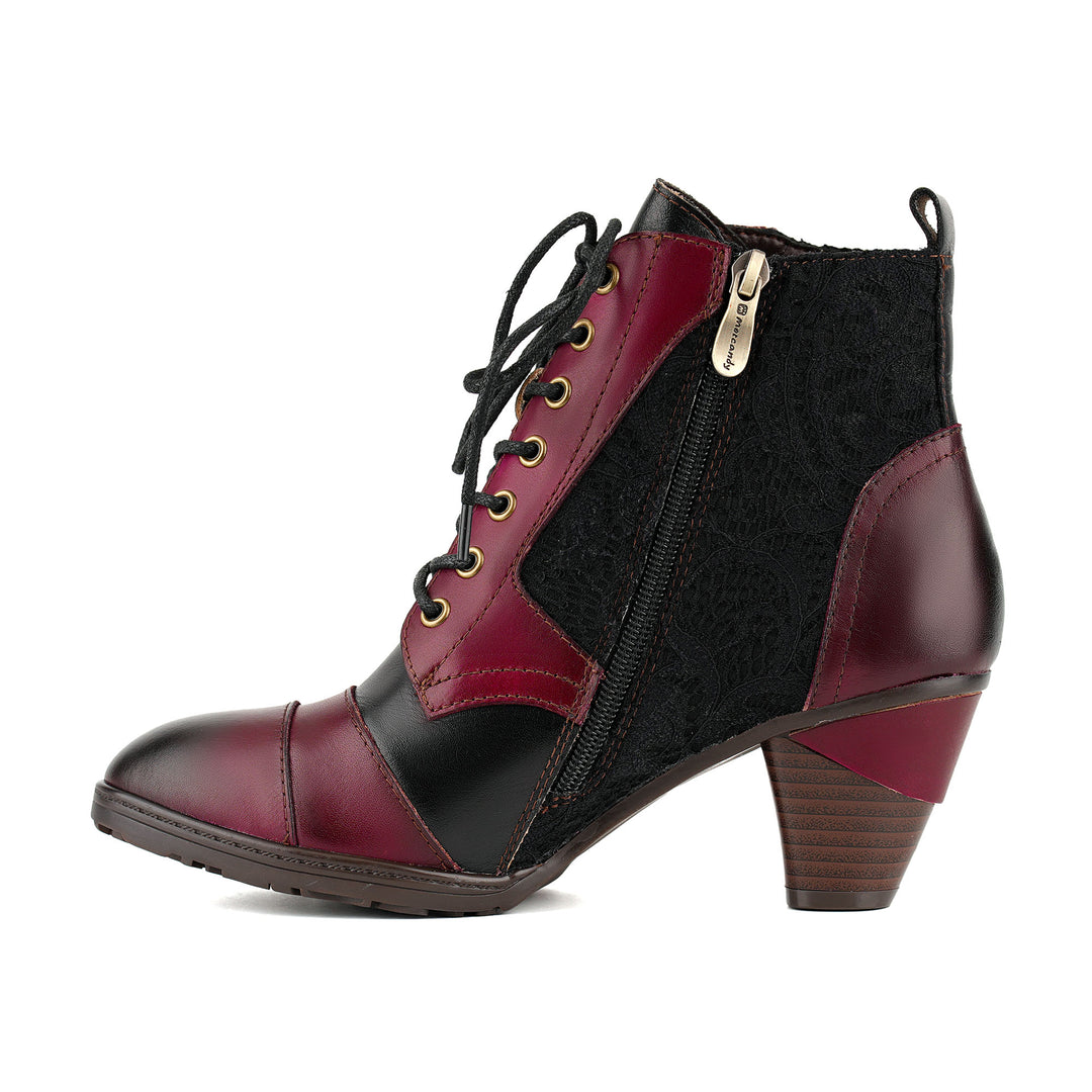 Botins vintage feitos à mão em couro patchwork