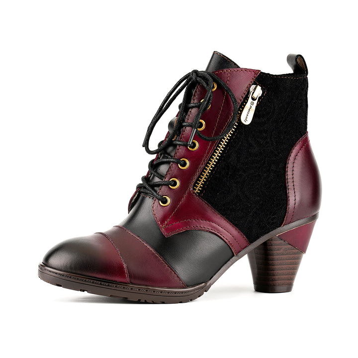 Botins vintage feitos à mão em couro patchwork