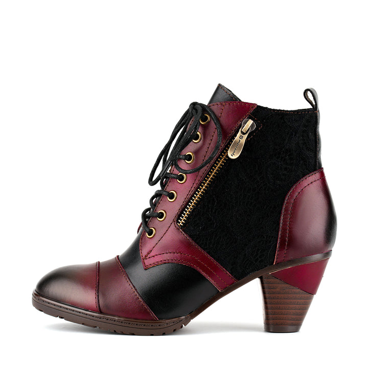 Botins vintage feitos à mão em couro patchwork
