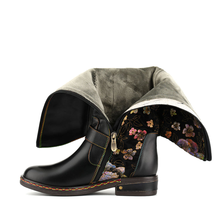 Timeless Leather Floral Boots