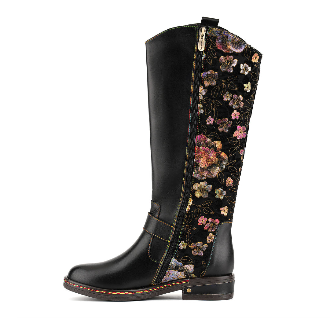 Timeless Leather Floral Boots