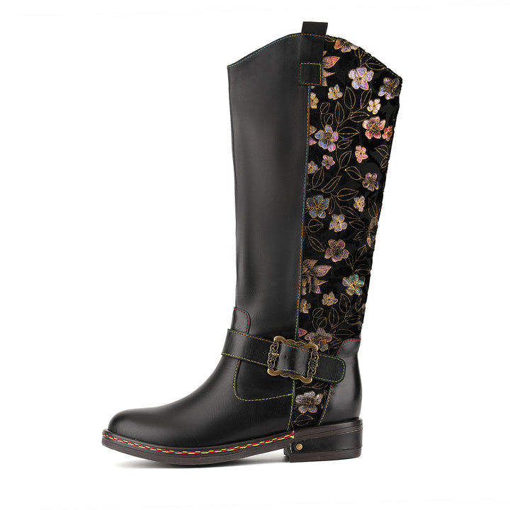 Timeless Leather Floral Boots