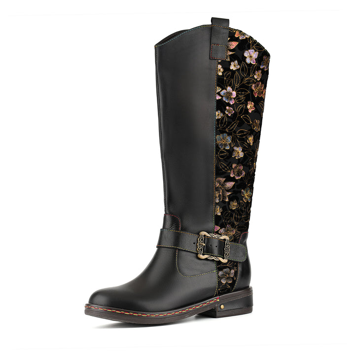 Timeless Leather Floral Boots