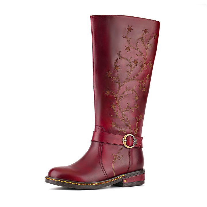 Bottes à boucle imprimées de vigne étoilée faites à la main