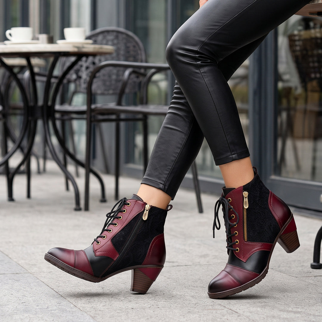 Vintage Handmade Leather Patchwork Ankle Boots
