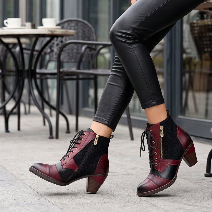Vintage Handmade Leather Patchwork Ankle Boots