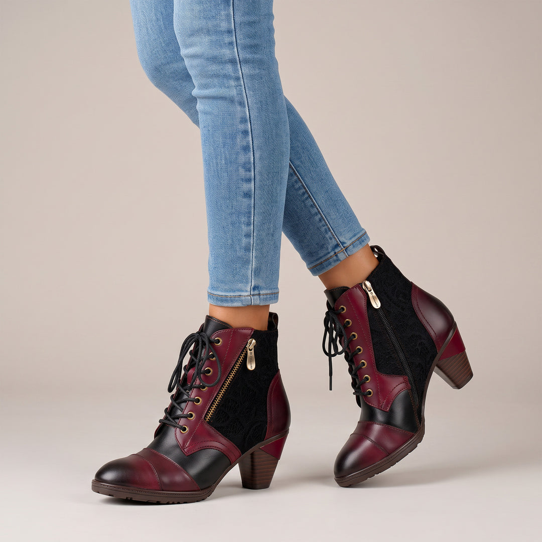 Vintage Handmade Leather Patchwork Ankle Boots