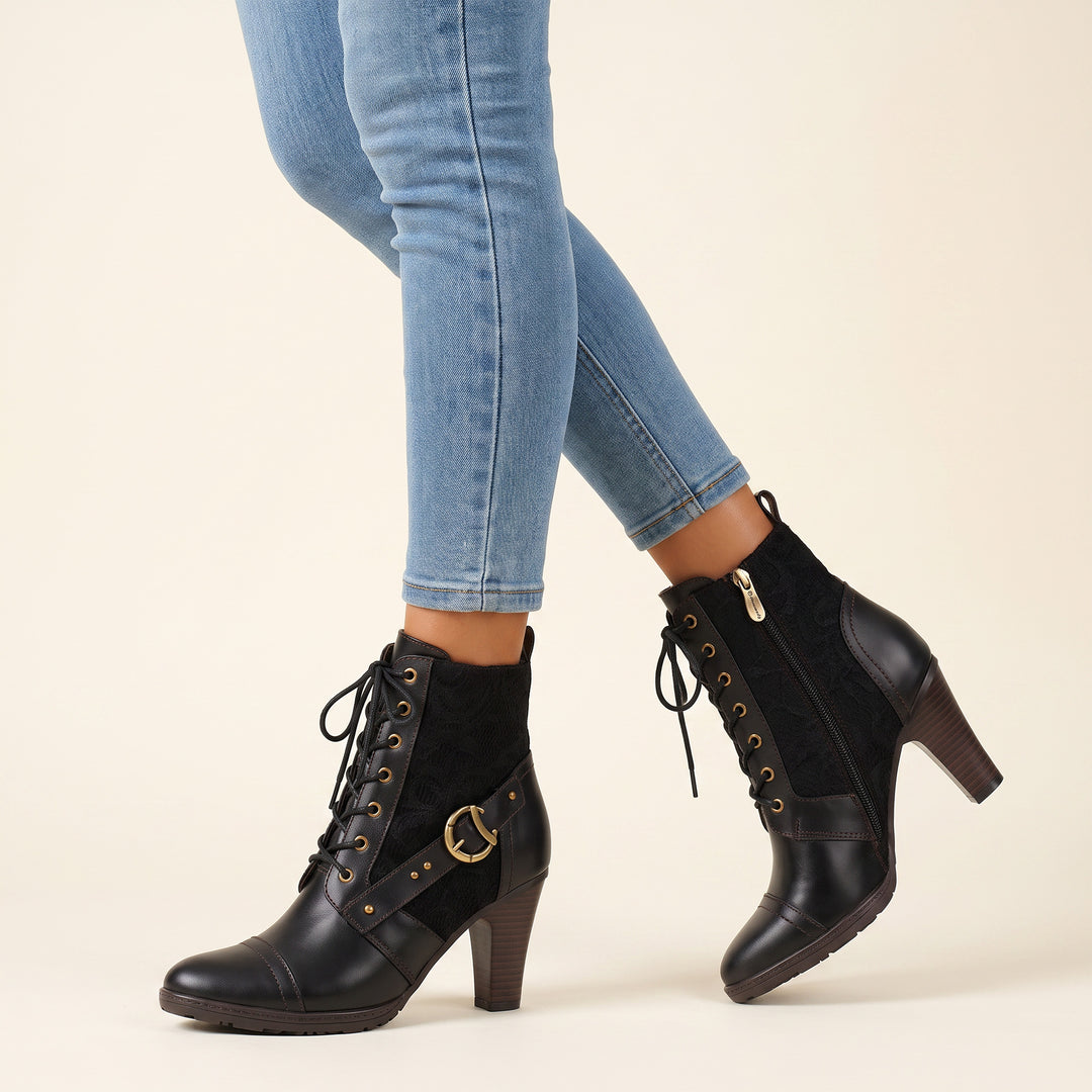 Vintage Charm Elegance Lace-Up Ankle Boots