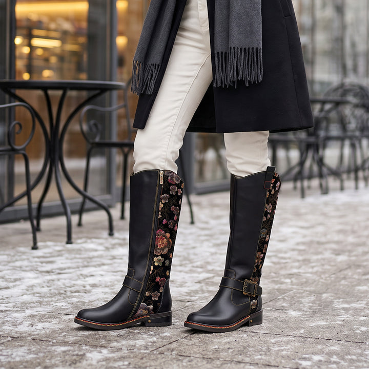 Timeless Leather Floral Boots
