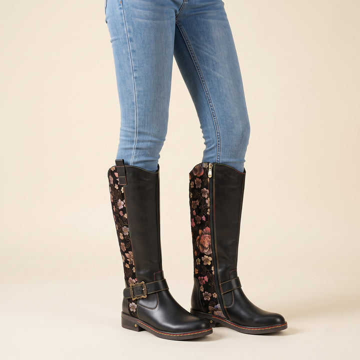 Timeless Leather Floral Boots