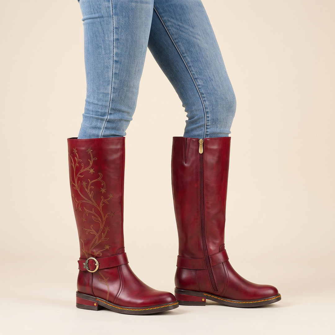Bottes à boucle imprimées de vigne étoilée faites à la main