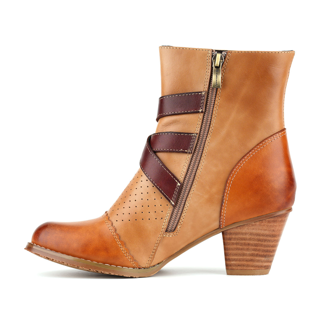 Braune Vintage-Stiefeletten mit Doppelschnalle