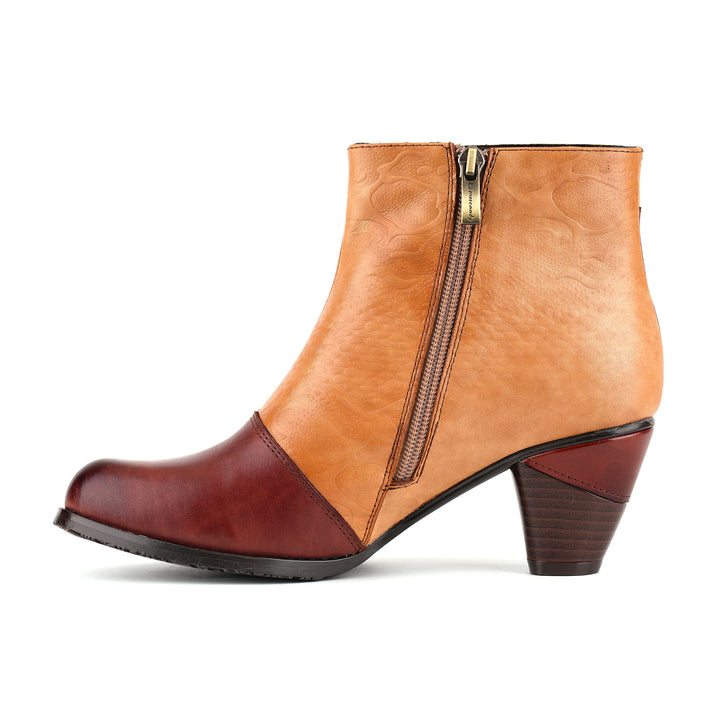 Stivaletti vintage in pelle con ricciolo bicolore
