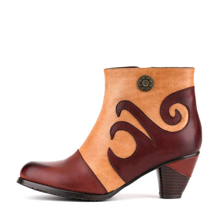 Stivaletti vintage in pelle con ricciolo bicolore