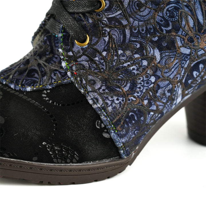 Bohemian Lace-Pattern Ankle Boots
