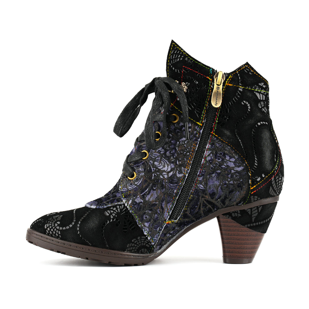 Bohemian Lace-Pattern Ankle Boots