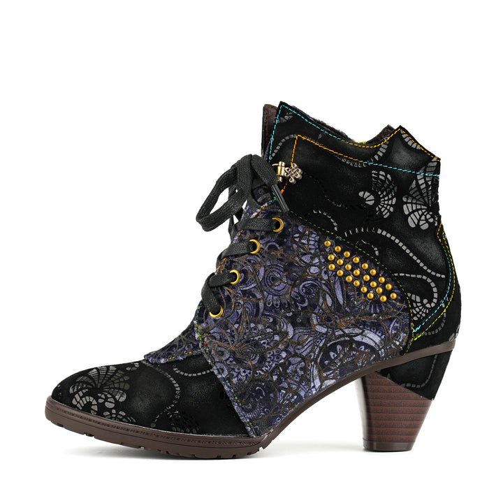 Bohemian Lace-Pattern Ankle Boots