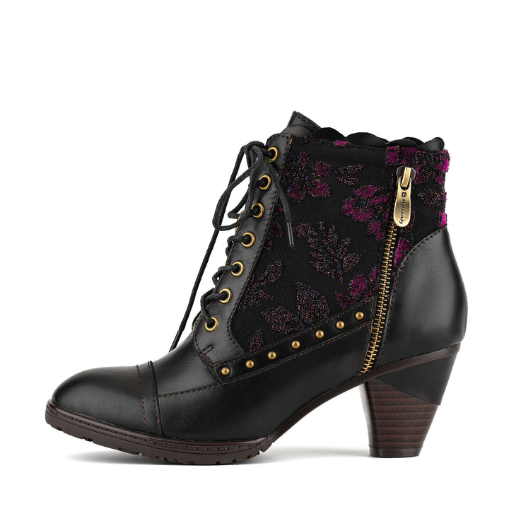 Romantische Stiefeletten aus Samt mit Blumenmuster