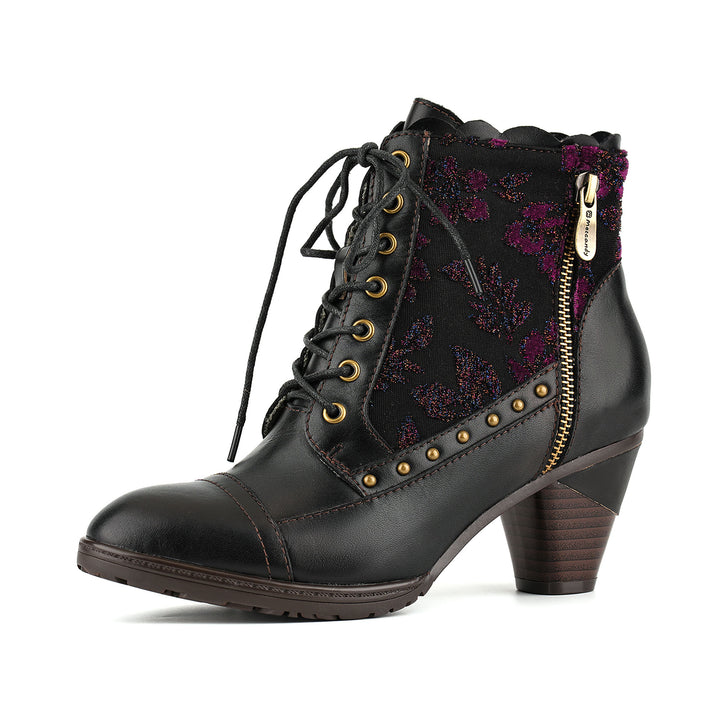 Romantische Stiefeletten aus Samt mit Blumenmuster