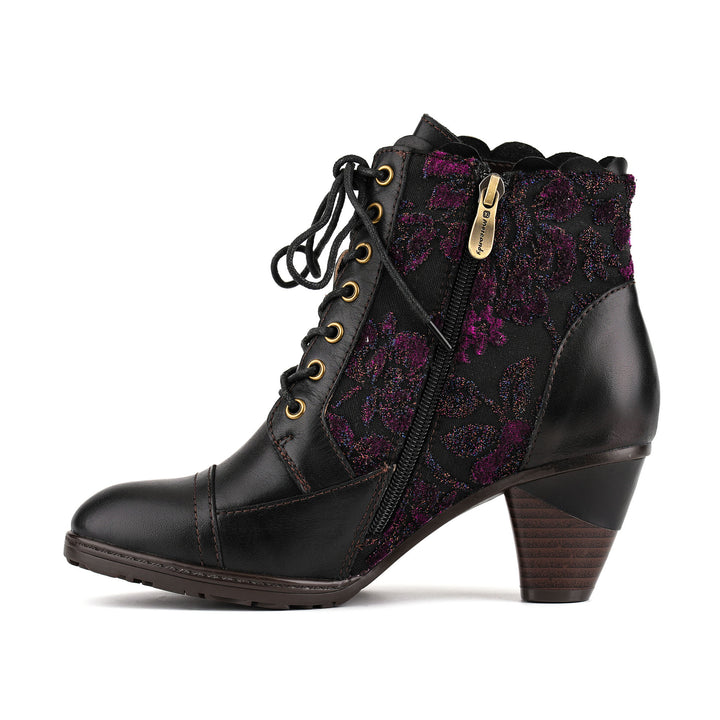 Romantische Stiefeletten aus Samt mit Blumenmuster