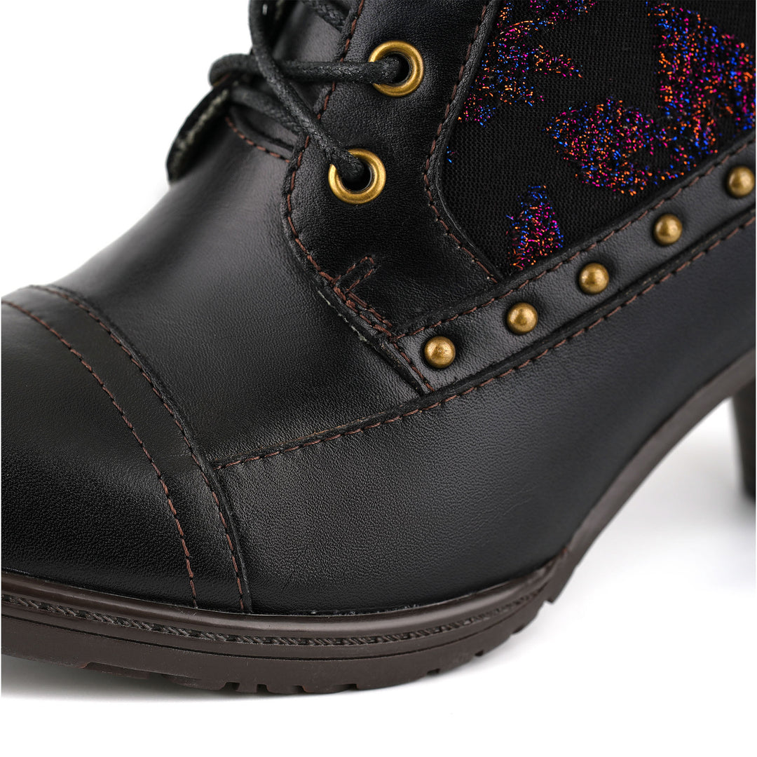 Romantische Stiefeletten aus Samt mit Blumenmuster