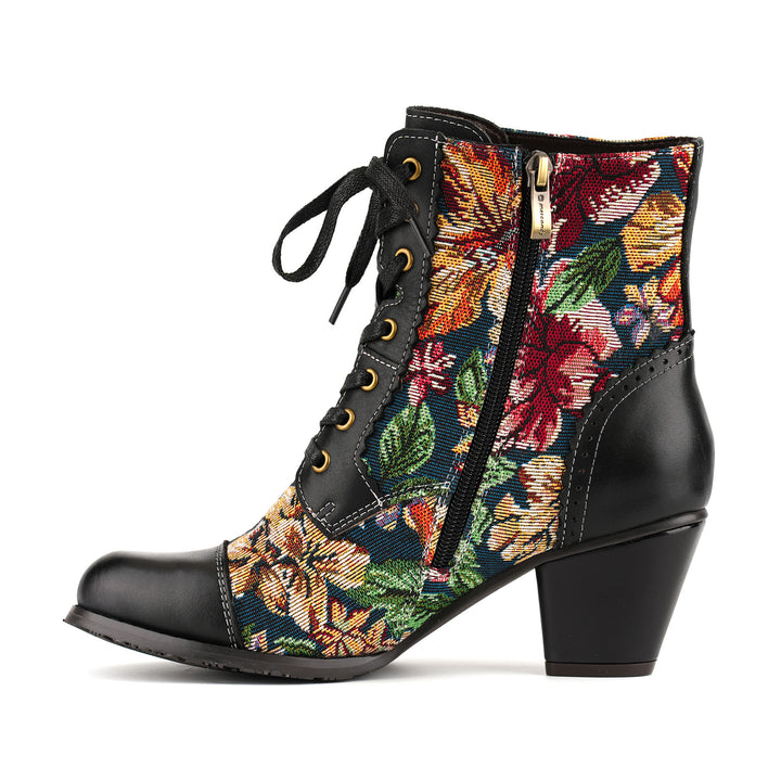 Vintage Floral Tapestry Ankle Boots