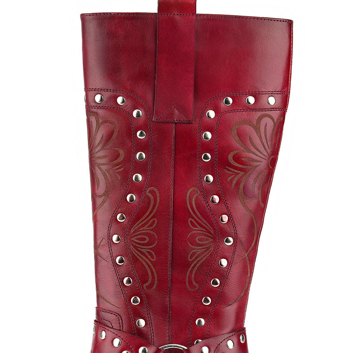 Vintage-Western-Stil-Lederstiefel mit Blumenprägung