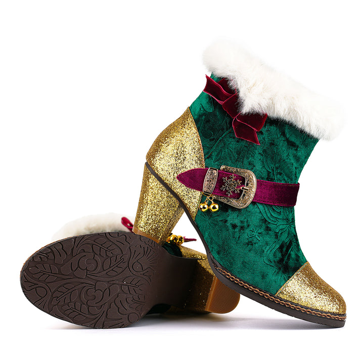 Samt-Stiefeletten mit Weihnachtsanhänger