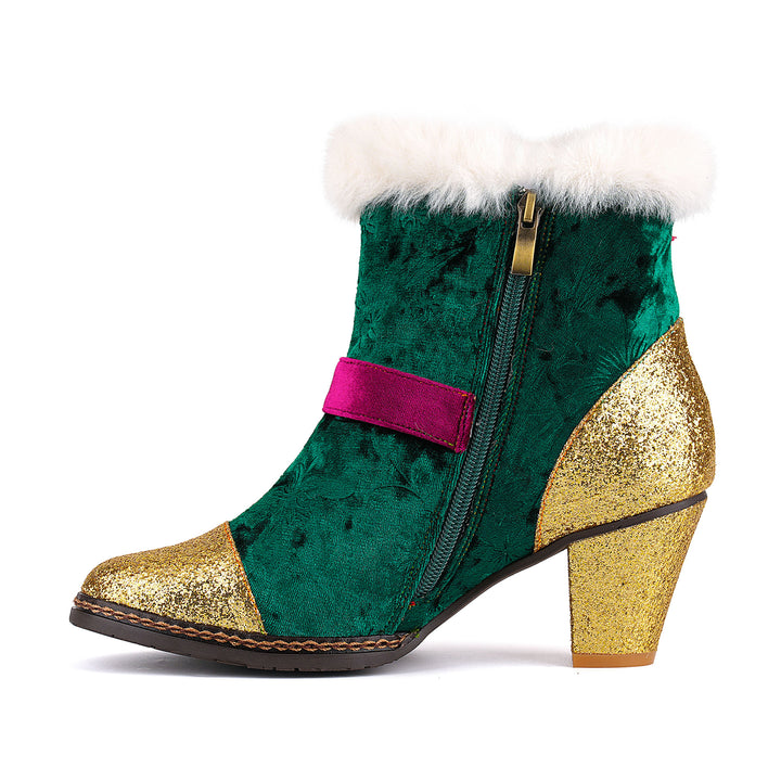 Samt-Stiefeletten mit Weihnachtsanhänger