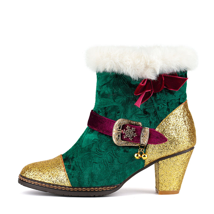 Samt-Stiefeletten mit Weihnachtsanhänger