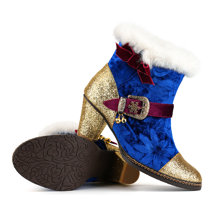 Samt-Stiefeletten mit Weihnachtsanhänger