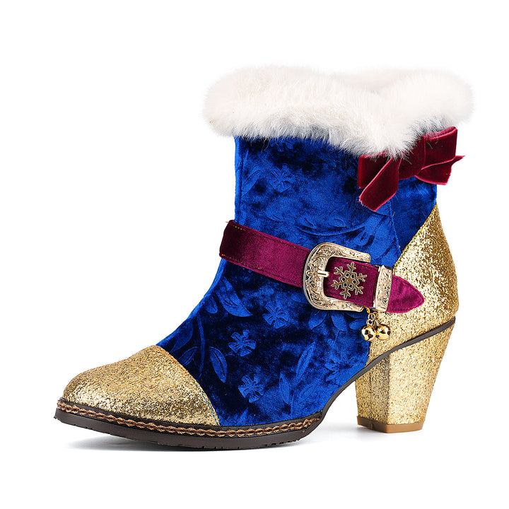 Samt-Stiefeletten mit Weihnachtsanhänger