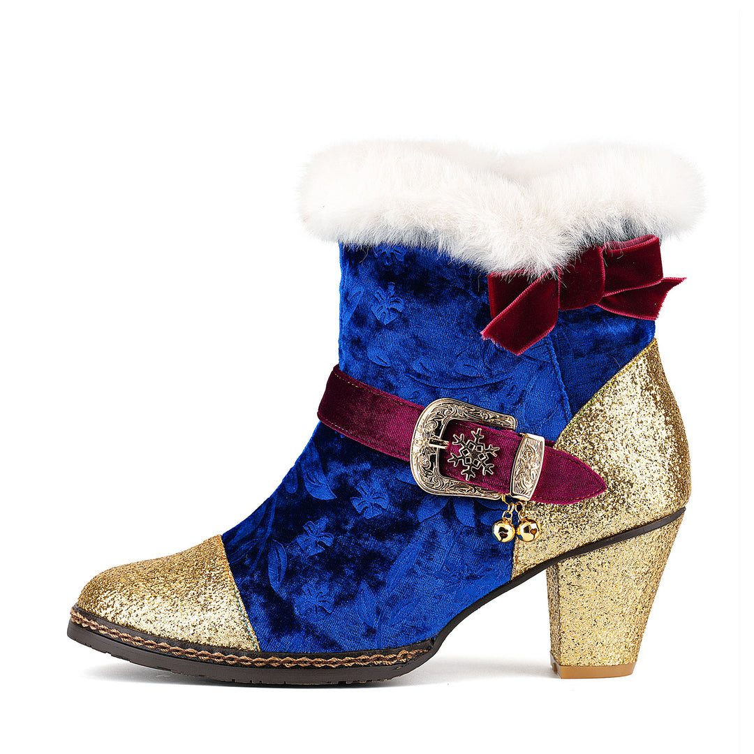 Samt-Stiefeletten mit Weihnachtsanhänger