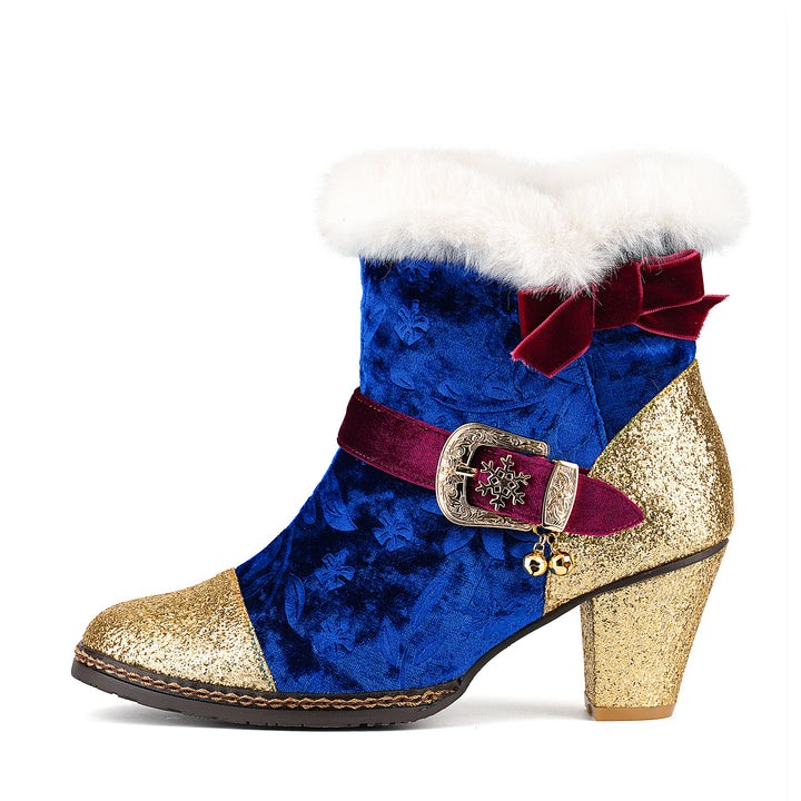 Samt-Stiefeletten mit Weihnachtsanhänger
